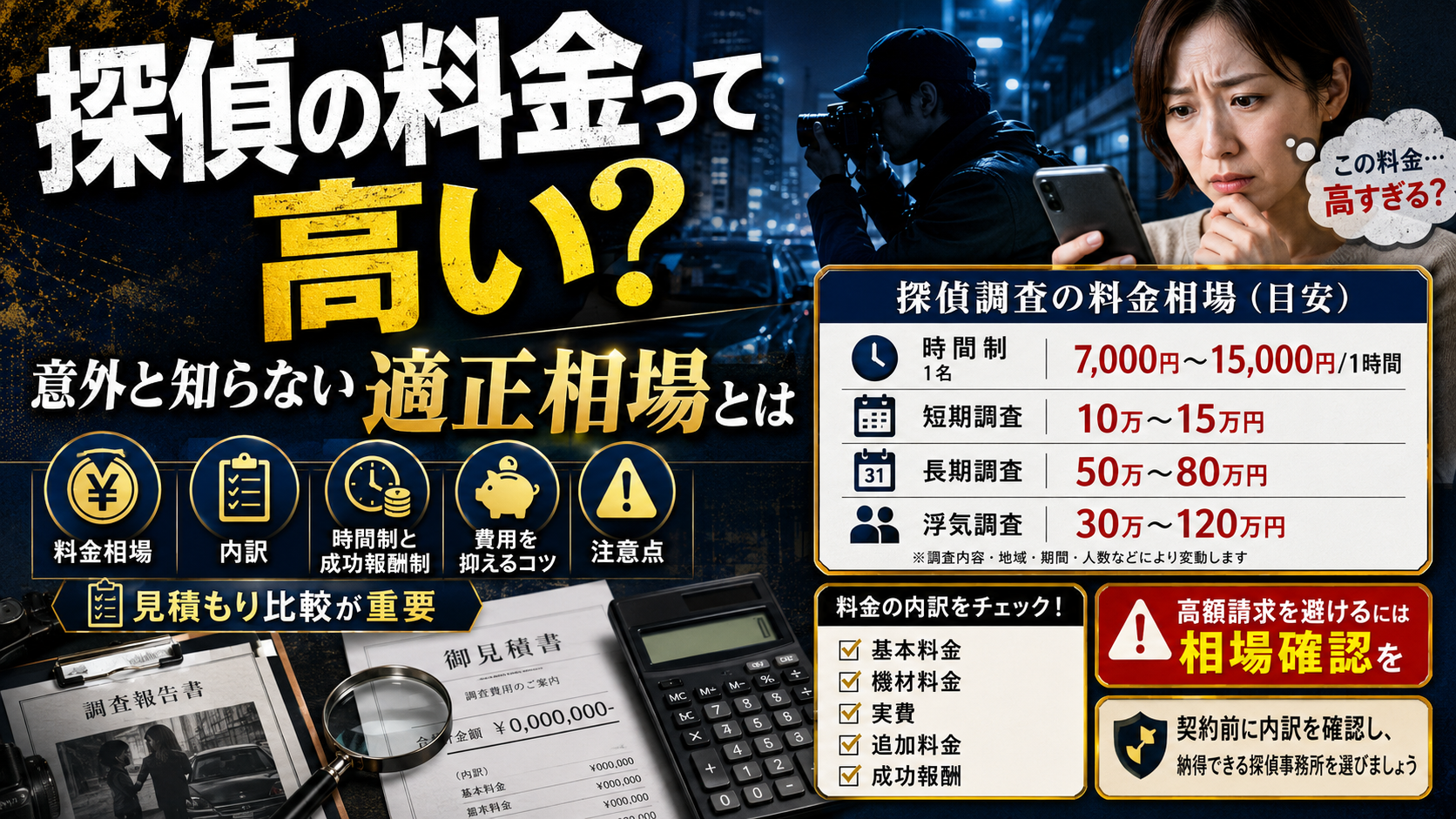 探偵の料金って高い?意外と知らない適正相場とは